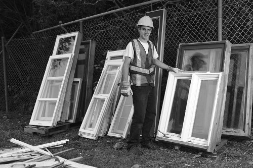 Construction site with builders waste removal equipment
