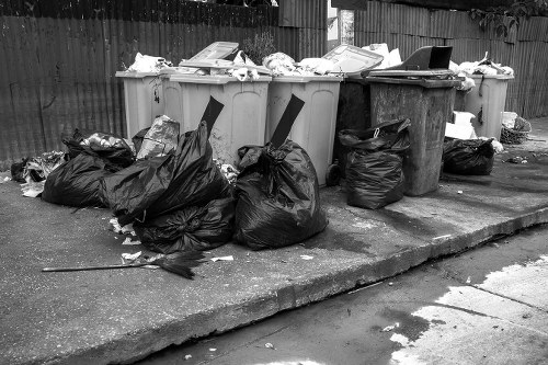 Team assessing building waste for removal